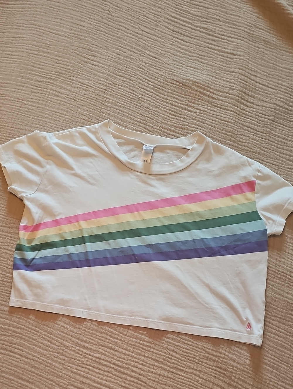 Alternative White Tee with Pink, Yellow, Green, Blue & Purple Stripes